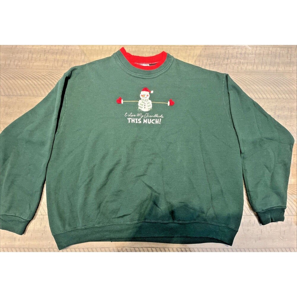 Pullover Christmas Sweater Sweat Shirt Grandma size 2X Holiday Morning Sun Green